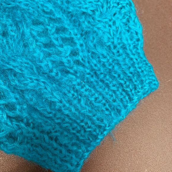 Vintage Mainframe Mohair Sweater Open Weave Large Dark Turquoise‎ - Picture 4 of 12